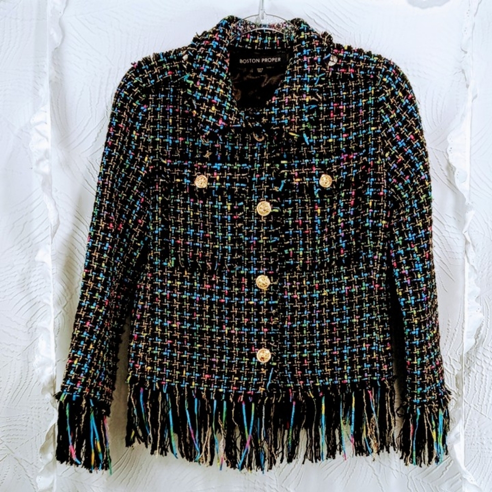 Rainbow fringe blazer/NWOT